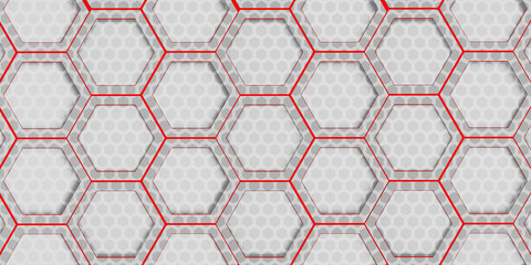 Geometric hexagon Polygon pattern Glossy hexagonal honeycomb 3D illustration Hexagonal frame Futuristic abstract background