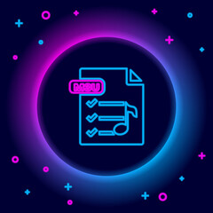 Glowing neon line M3U file document. Download m3u button icon isolated on black background. M3U file symbol. Colorful outline concept. Vector