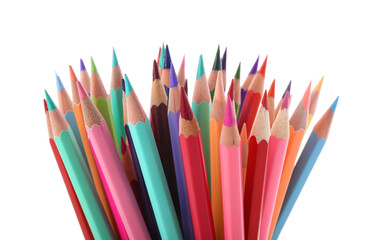 Set of colorful pencils on white background