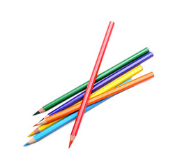 Set of colorful pencils on white background