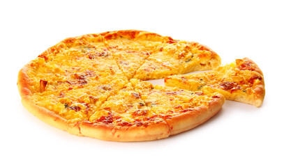 Tasty pizza on white background