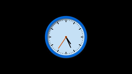 New blue clock isolated on black background, Circle clock isolated