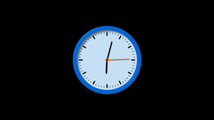 New blue clock isolated on black background, Circle clock isolated