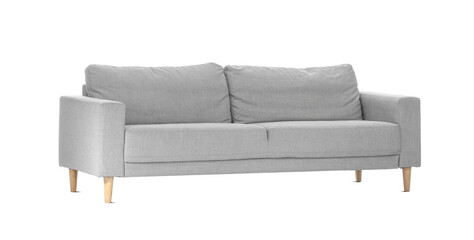 Stylish sofa on white background