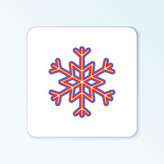 Line Snowflake icon isolated on white background. Colorful outline concept. Vector