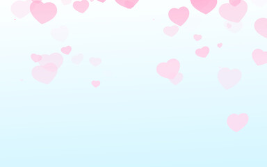 Valentine day pink hearts on blue background.