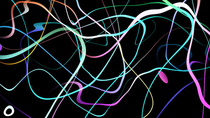 Multi color curve wave line gradient abstract on black background.