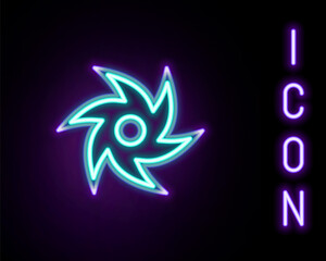Obraz premium Glowing neon line Tornado icon isolated on black background. Cyclone, whirlwind, storm funnel, hurricane wind or twister weather icon. Colorful outline concept. Vector