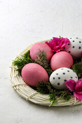 easter eggs in a basket