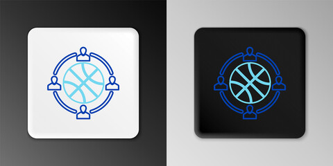 Line Basketball match on tv program icon isolated on grey background. Colorful outline concept. Vector