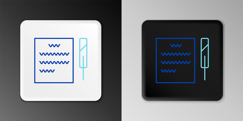 Line Feather pen and paper scroll icon isolated on grey background. Colorful outline concept. Vector