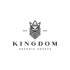 king face holy power elegant line art logo icon vector template