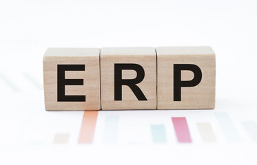 ERP word written on wooden cubes on the table