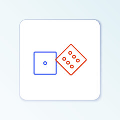 Line Game dice icon isolated on white background. Casino gambling. Colorful outline concept. Vector