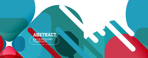 Flat geometric round shapes and dynamic lines, abstract background. Vector illustration for placards, brochures, posters and banners