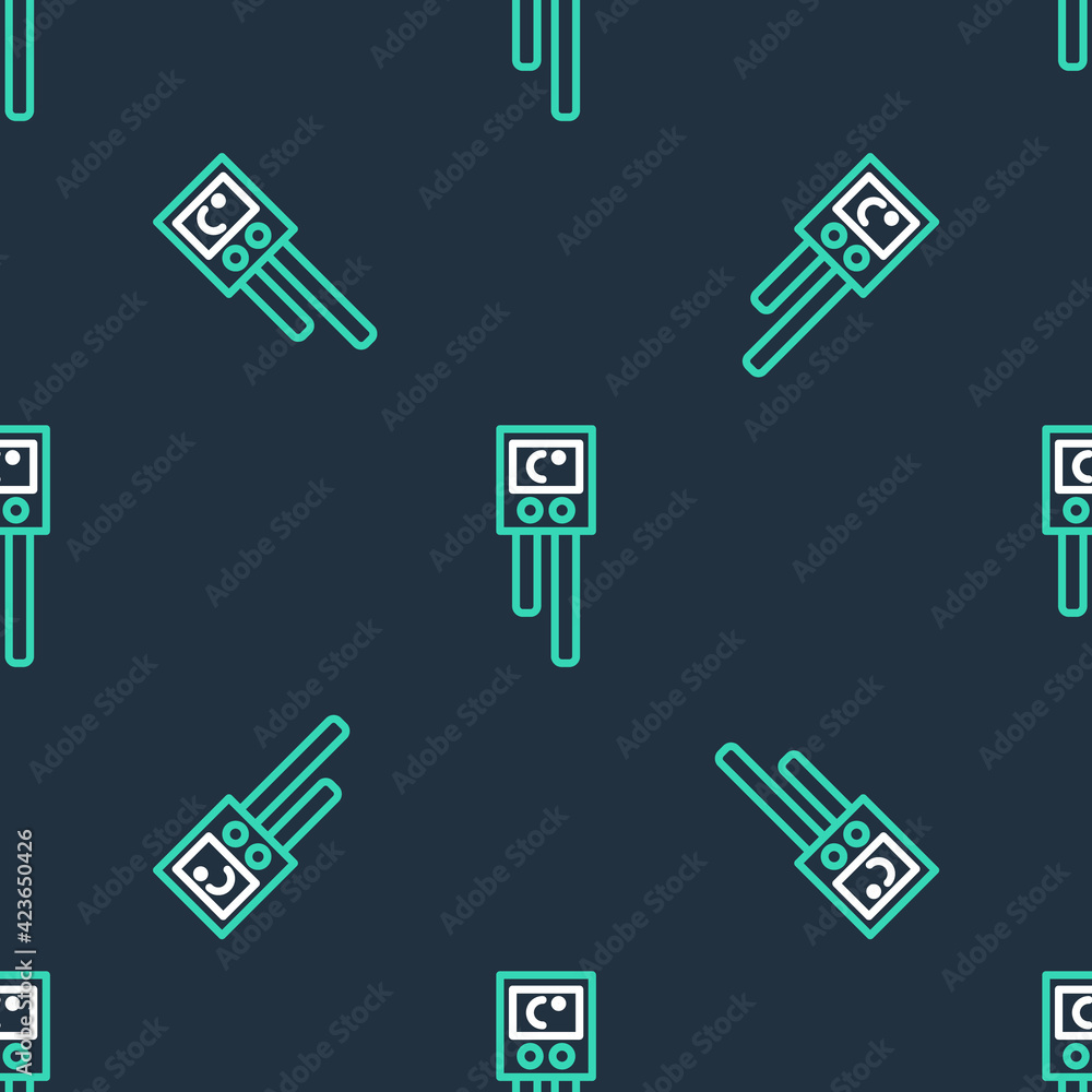 Aufkleber line temperature and humidity sensor icon isolated seamless pattern on black background. vector