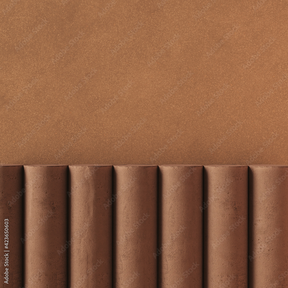 Poster stone cylinders in a row, abstact pattern for product display background, cosmetic object mockup, 3d