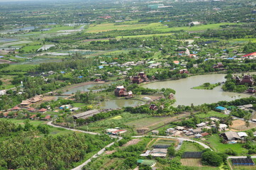 Fototapeta na wymiar Take a helicopter ride to see the Suphanburi attractions.