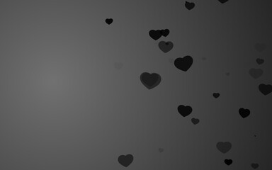 Valentine day black hearts on gray background.