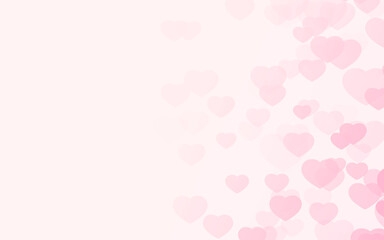 Valentine day pink hearts on pink rose background.