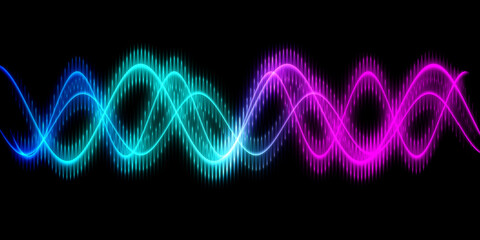 Sound wave line multicolor music abstract background. Neon light curved with colorful graphic design.