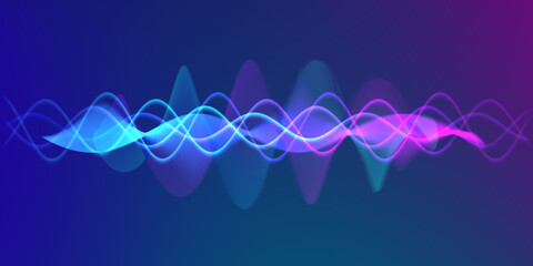 Speaking sound wave lines illustration.Colorful gradient motion abstract background.
