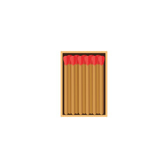 Safety wooden flammable matches in matchbox flat vector illustration isolated.
