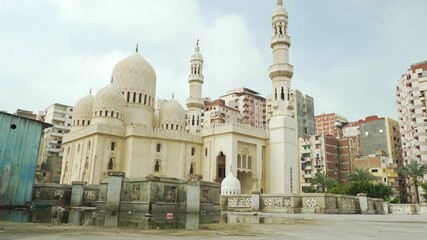 Beautiful decorated mosque in unkept surroundings in Alexandria Egypt