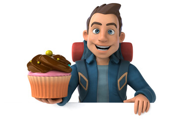 Fun illustration of a 3D cartoon backpacker