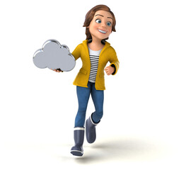 Fun 3D illustration of a cartoon teenage girl