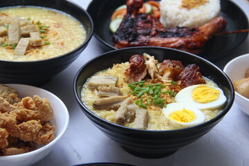 Freshly cooked Filipino food called Lugaw or rice porridge or congee