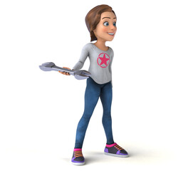 Fun 3D illustration of a cartoon teenage girl
