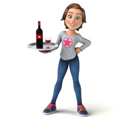 Fun 3D illustration of a cartoon teenage girl