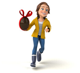 Fun 3D illustration of a cartoon teenage girl