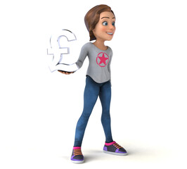 Fun 3D illustration of a cartoon teenage girl