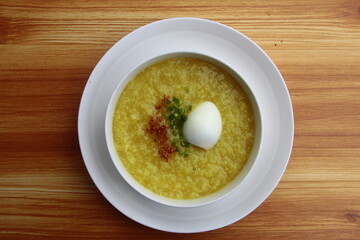 Freshly cooked Filipino food called Lugaw or rice porridge or congee