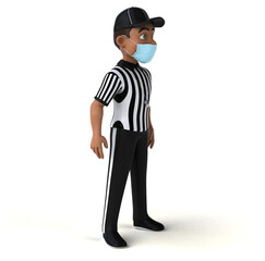 Fun 3D illustration of a black referee with a mask