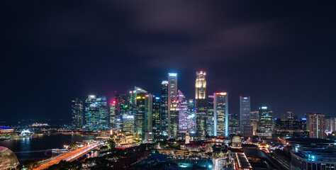 Obraz na płótnie Canvas Night view at Singapore financial area.