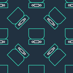 Line Electronic scales icon isolated seamless pattern on black background. Weight measure equipment. Vector