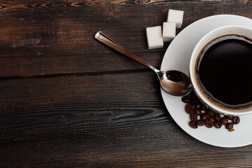 Obraz na płótnie Canvas coffee cup cookies dessert breakfast wooden table sweets