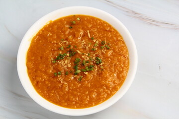 Freshly cooked Filipino food called Lugaw or rice porridge or congee