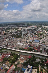 Fototapeta na wymiar Take a helicopter ride to see the Suphanburi attractions.