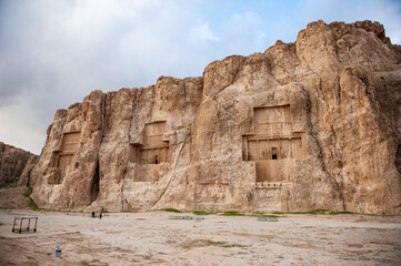 Naqsh-e Rostam ancient necropolis with tombs of Achaemenid kings, located near Persepolis in Iran