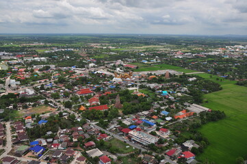Obraz premium Take a helicopter ride to see the Suphanburi attractions.
