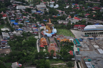 Obraz na płótnie Canvas Take a helicopter ride to see the Suphanburi attractions.