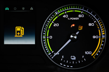 Fototapeta premium Digital modern dashboard in a electric vehicle - EV while charging