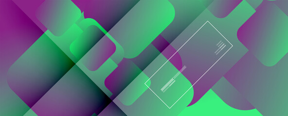 Square shapes composition geometric abstract background. 3D shadow effects and fluid gradients. Modern overlapping forms