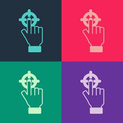 Pop art Target financial goal concept icon isolated on color background. Symbolic goals achievement, success. Vector