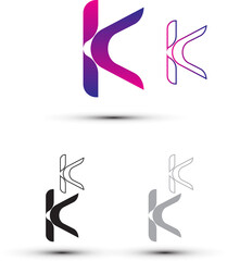 K letter logo with gradient colors and outline