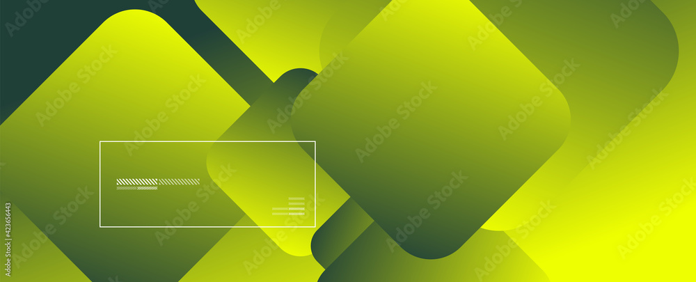 Poster Square shapes composition geometric abstract background. 3D shadow effects and fluid gradients. Modern overlapping forms